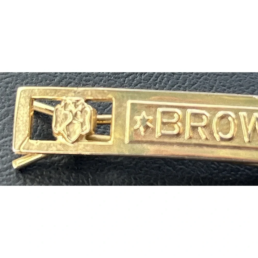 Vintage Brownies Girl Scout Gold Tone Barrette Hair Clasp Clip 50's 60's